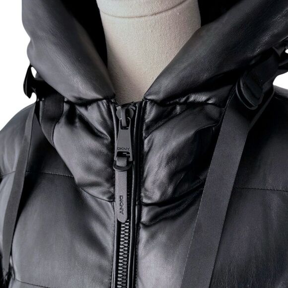 DKNY NWOT padded faux-leather jacket in Black Size M - Picture 10 of 12